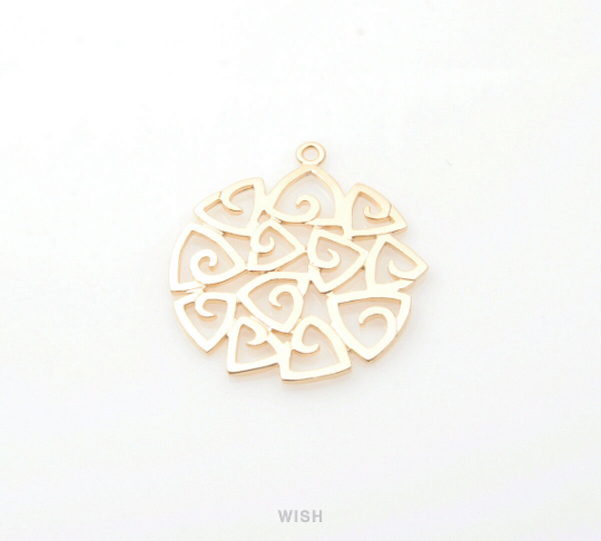 Multi Triangle Pendants in Matte Gold, Triangle Round Charms / MMG-174-P