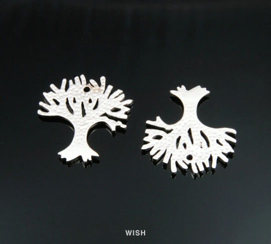 Winter Tree Pendants in Matte Rhodium, Family Tree Charm / MMRH-151-P