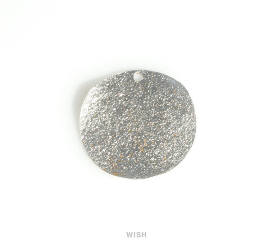 Hammered Disc Pendants in Matte Rhodium, Hammered Disc Charm /  MMRH-421-P (4pcs)