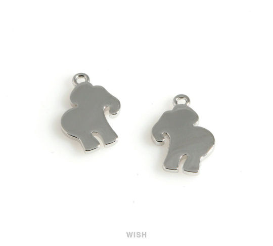 Elephant Pendant in Rhodium, Silver Blank Elephant Charm / MRH-539-P
