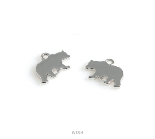 Bear Pendant in Rhodium, Silver Bear Charm / MRH-546-P