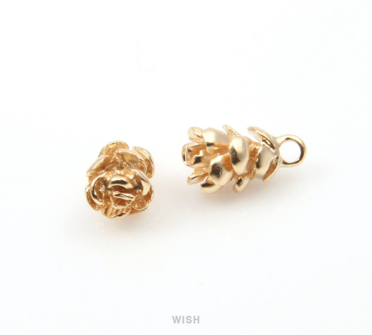 Pinecone Pendant in Matte Gold, Pine Cone Charm / MMG-246-P