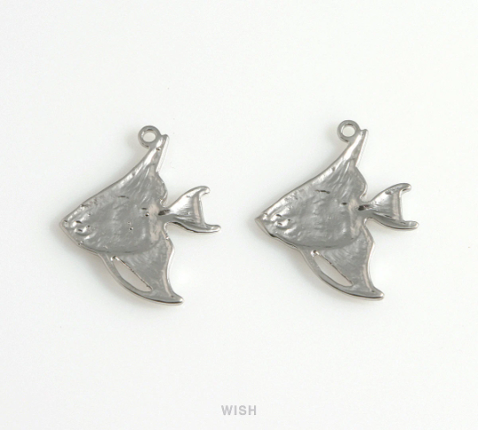 Angel Fish Pendants in Matte Rhodium, Angel Fish Charm / MMRH-590-P