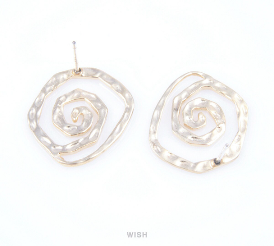 Rose Earpost in Matte Gold, Rose in Bloom Stud Earrings / MMG-033-E