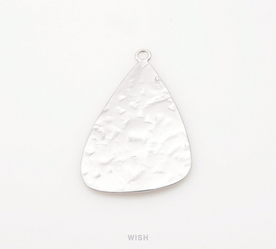 Hammered Triangle Pendants in Matte Rhodium, Triangle Charms / MMRH-166-P