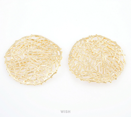 Round Bird Nest Pendants in Matte Gold, Bush Charms / MMG-091-P