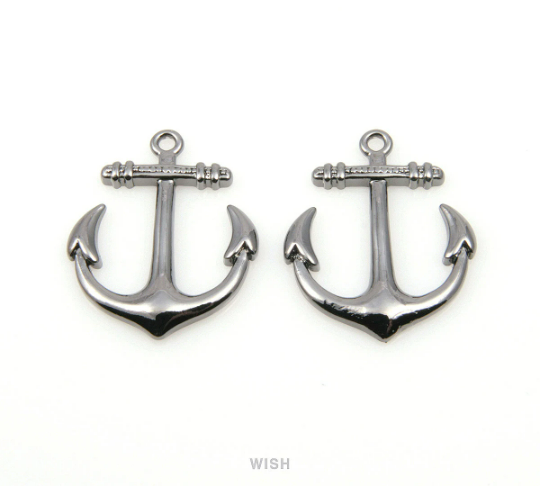 Large Anchor Pendants in Gunmetal, Anchor Charms / MGM-144-P