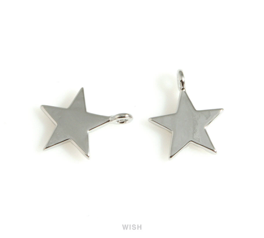 Stripe Star Pendants in Rhodium, Twinkle Star Charms / MRH-659-P