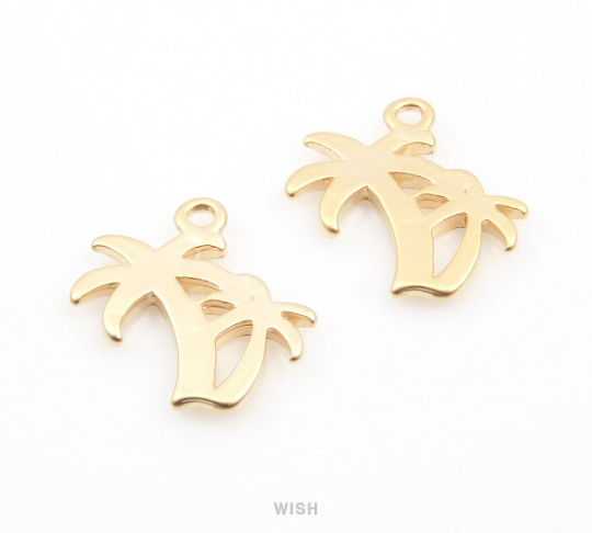 Palm Tree Pendants in Matte Gold, Tree Charms / MMG-069-P