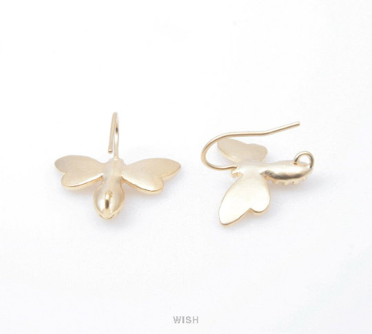 Bee Hook Earrings in Matte Gold, Honey Bee Ear Hook /MMG-171-E