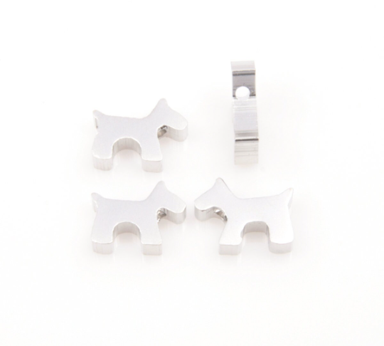 Puppy Beads Pendants in Matte Rhodium, Dog Beads / MMRH-067-B