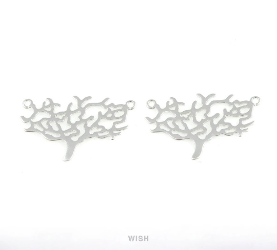 Tea Tree Pendant in Matte Rhodium, Tea Tree Charm /MMRH-204-P