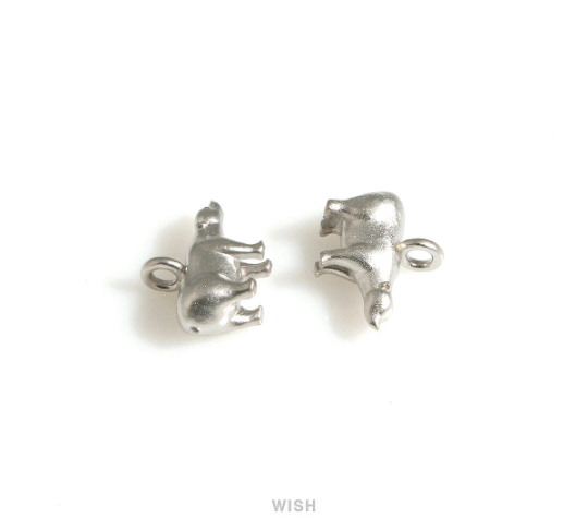 Solid Bear Pendants in Matte Rhodium, Polar Bear Charms / MMRH-694-P