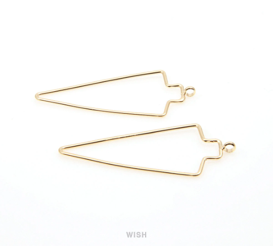 Open Arrow Wire Pendant in Gold, Open Arrow Charm / MG-288-P