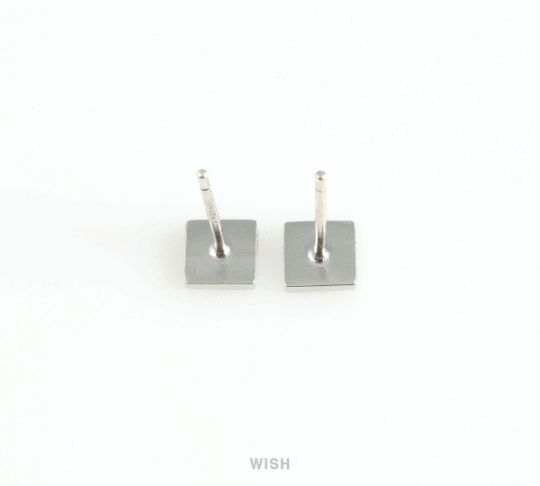 Square Stud Earrings in Matte Rhodium, Square Ear Studs / MMRH-414-E
