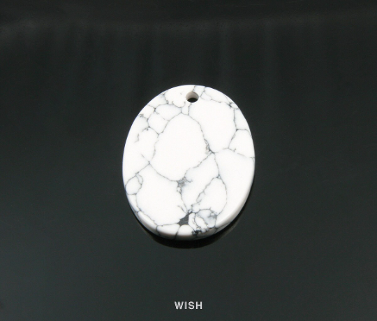 Howlite Oval Stone Charm, Gemstone Pendant / SHT-078-P