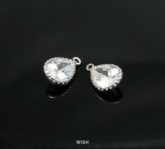 Teardrop Cubic Zirconia Pendants in Rhodium, Cubic Zirconia / CRH-038-P (Small)