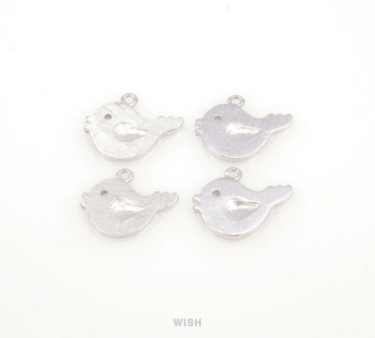 Skylark Pendants in Matte Brush Rhodium, Small Bird Charms / MMBRH-096-P