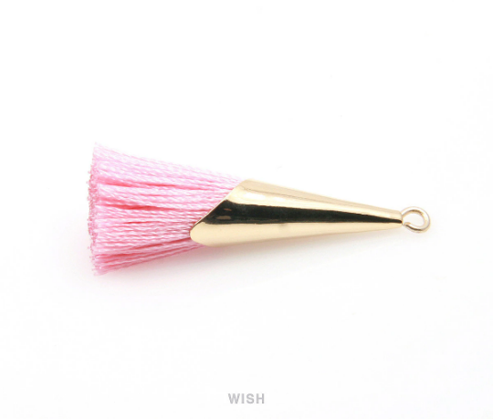 Pink Thread Tassel with Cone Cap in Gold/ TPKG-005-T