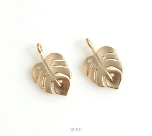 Monstera Leaf Pendants in Matte Gold, Monstera Leaf Charm / MMG-435-P