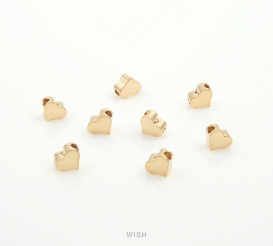 8pcs Tiny Heart Pendants in Matte Gold, Heart Beads /MMG-039-B2