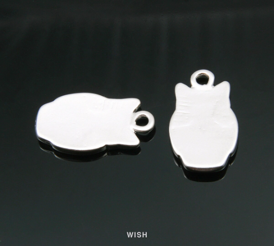 Owl Pendants in Matte Rhodium, Bird Charms / MMRH-020-P