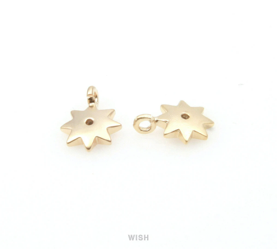 North Star Cubic Zirconia Pendant in Matte Gold, CZ Star Charm /  MMG-289-P