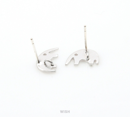Elephant Stud Earrings in Matte Rhodium, Elephant studs / MMRH-271-E