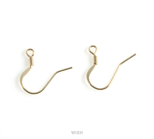 10pcs Fishhook Earrings Wires in Gold, Fishhook Earrings /FG-026-E