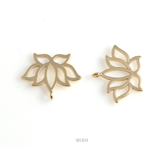 Lotus Flower Pendants in Matte Gold, Lotus Flower Outline Charm / MMG-502-P