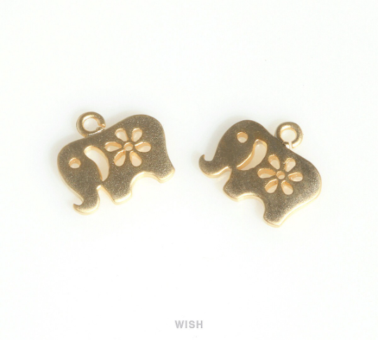 Elephant Pendants in Matte Gold, Elephant Charm / MMG-422-P