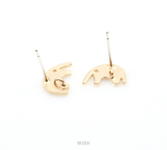 Elephant Stud Earrings in Matte Gold, Elephant studs / MMG-271-E