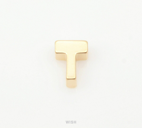 Upper Case Letter "T" in Matte Rhodium, Capital Letter "T"  / MMRH-001-B (T)