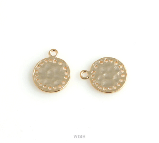 Hammered Disc Pendants in Matte Gold, Hammered Coin Charm / MMG-448-P