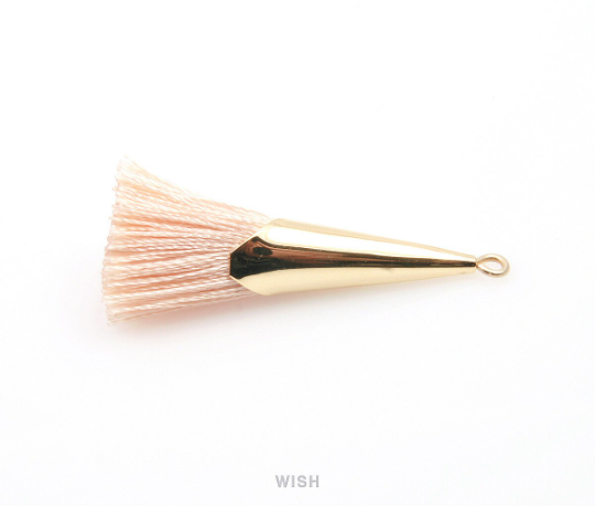 Peach Thread Tassel with Cone Cap in Gold / TPCG-005-T