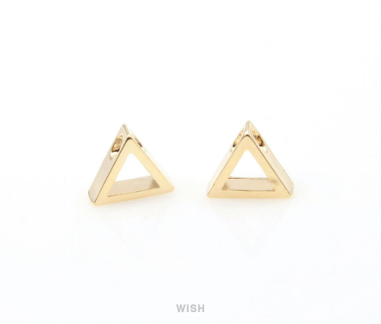 Open Triangle Charm in Gold, Triangle Outline Charm/ MG-293-P