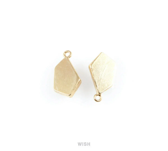 Howlite Pentagon Stone Charm in Gold, Gemstone Framed Pendant  /SHTG-059-P