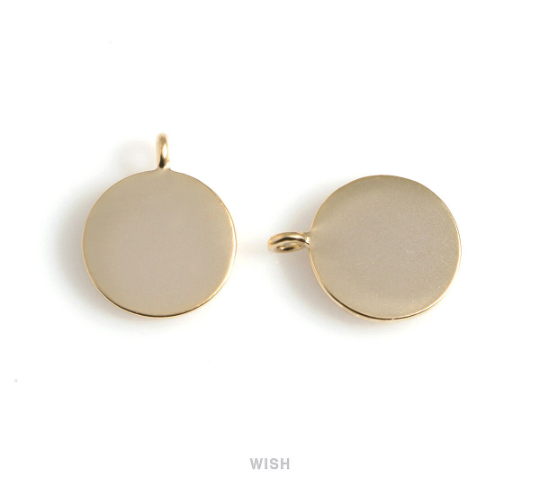 Textured Disc Pendants in Matte Gold, Textured Coin Charm / MMG-527-P