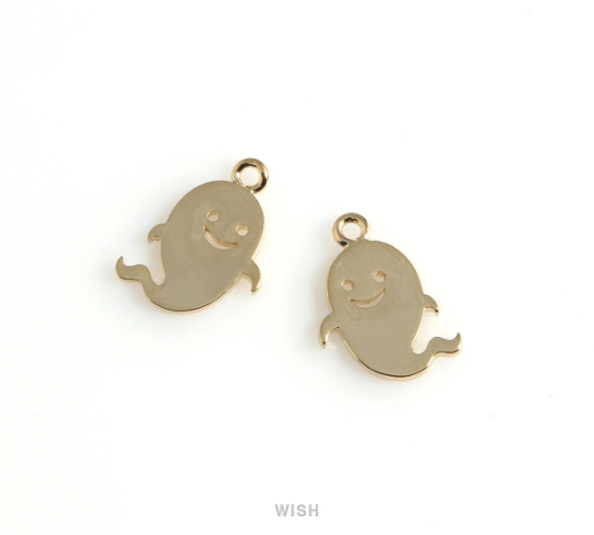 Ghost Pendants in Gold, Halloween Ghost Charm / MG-471-P