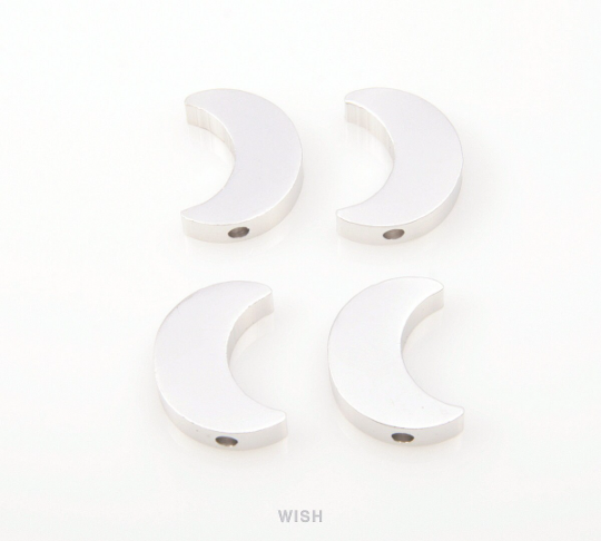 Crescent Beads Pendants in Matte Rhodium, Crescent Moon Beads / MMRH-101-B