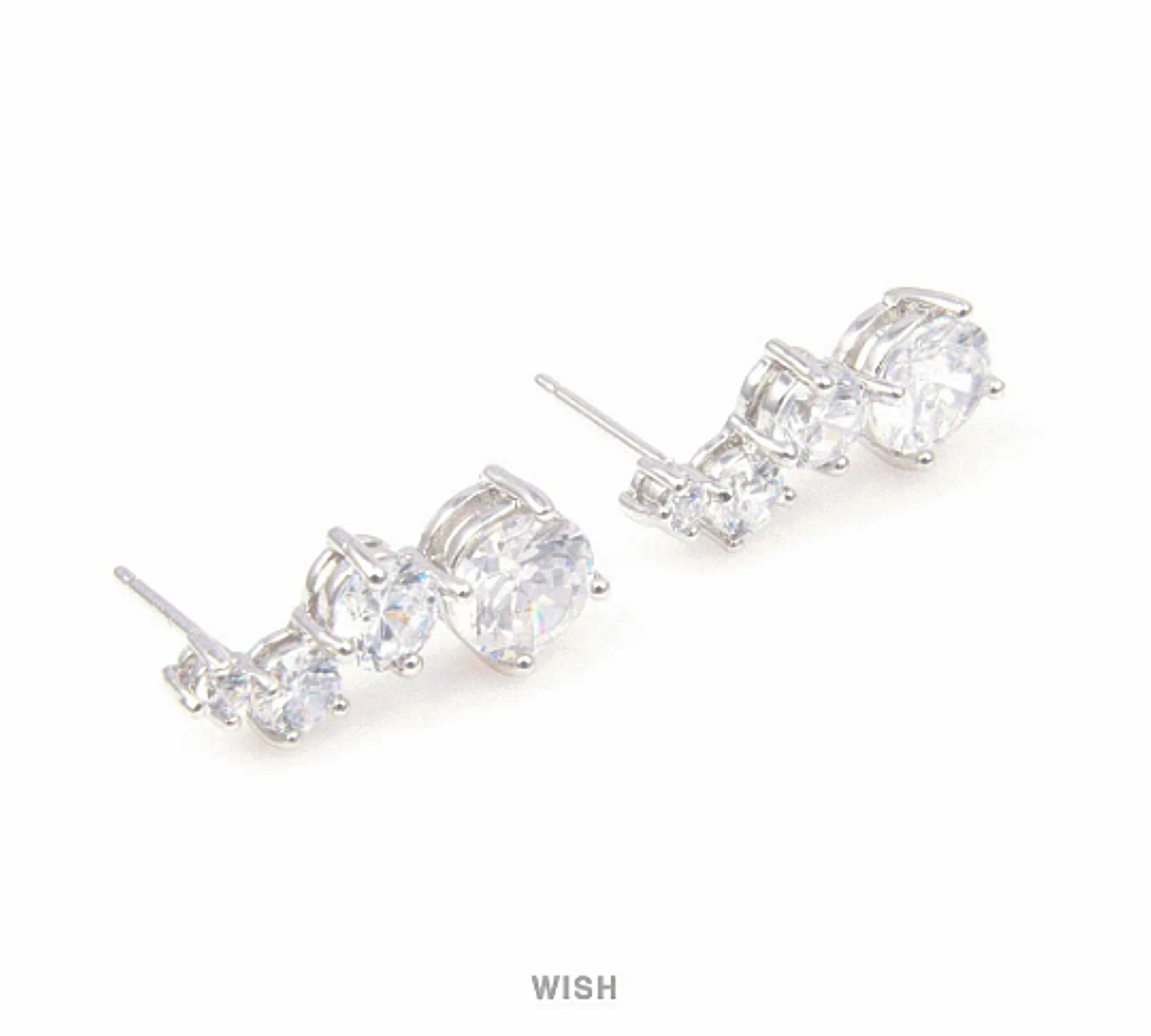 4 Round Cubic Zirconia Stud Earrings in Rhodium, Cubic Zirconia Ear Stud /CRH-025-E