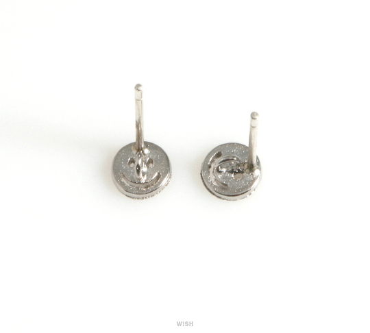 Smile Face Stud Earrings in Matte Rhodium, Smile Face Earrings / MMRH-620-E
