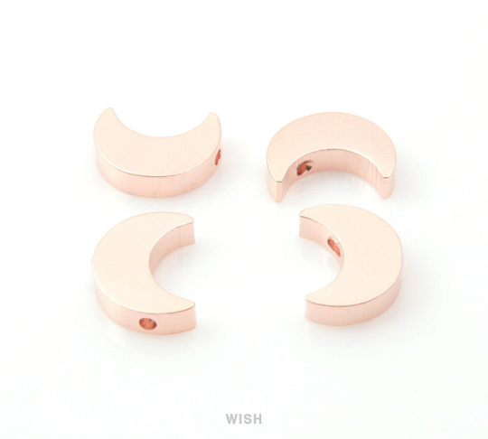 Crescent Beads Pendants in Matte Rose Gold, Crescent Moon Beads / MMRG-101-B