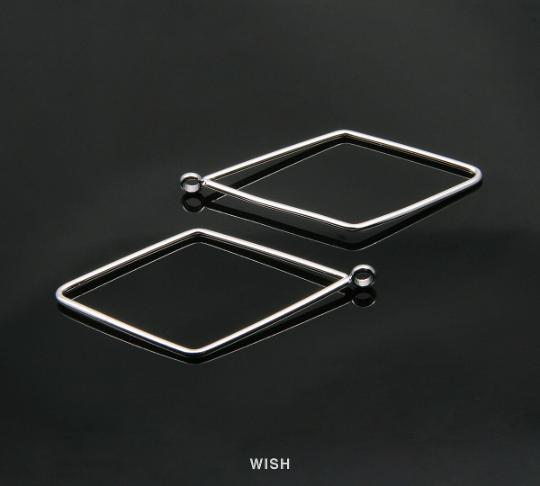 Open Diamond Wire Pendant in Rhodium, Open Diamond Charm / MRH-286-P