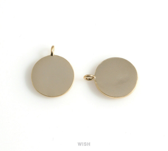 Hammered Disc Pendants in Matte Gold, Hammered Coin Charm / MMG-500-P