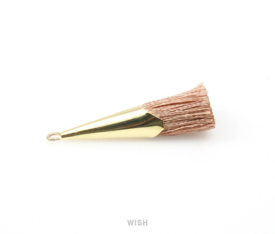 Beige Thread Tassel with Cone Cap in Gold/ TBEG-005-T