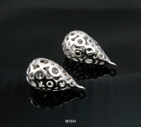 Circles in Teardrop Pendants in Matte Rhodium, Teardrop Charm /MMRH-154-P