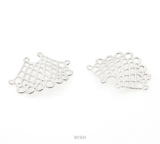 Lace Frill Pendants in Rhodium, Lace Charms /MRH-023-P