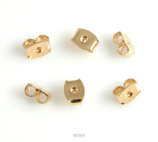 Ear Nut in Rhodium, Gold Ear Back Findings / FRH-020-N (50 pairs)