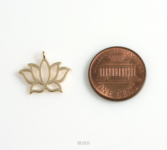 Lotus Flower Pendants in Matte Gold, Lotus Flower Outline Charm / MMG-502-P